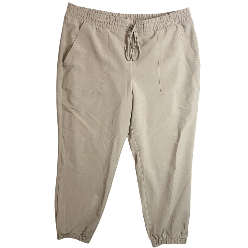 Nine West Women's XL Tan Jogger Pants Elastic Waistβ Drawstring Pockets